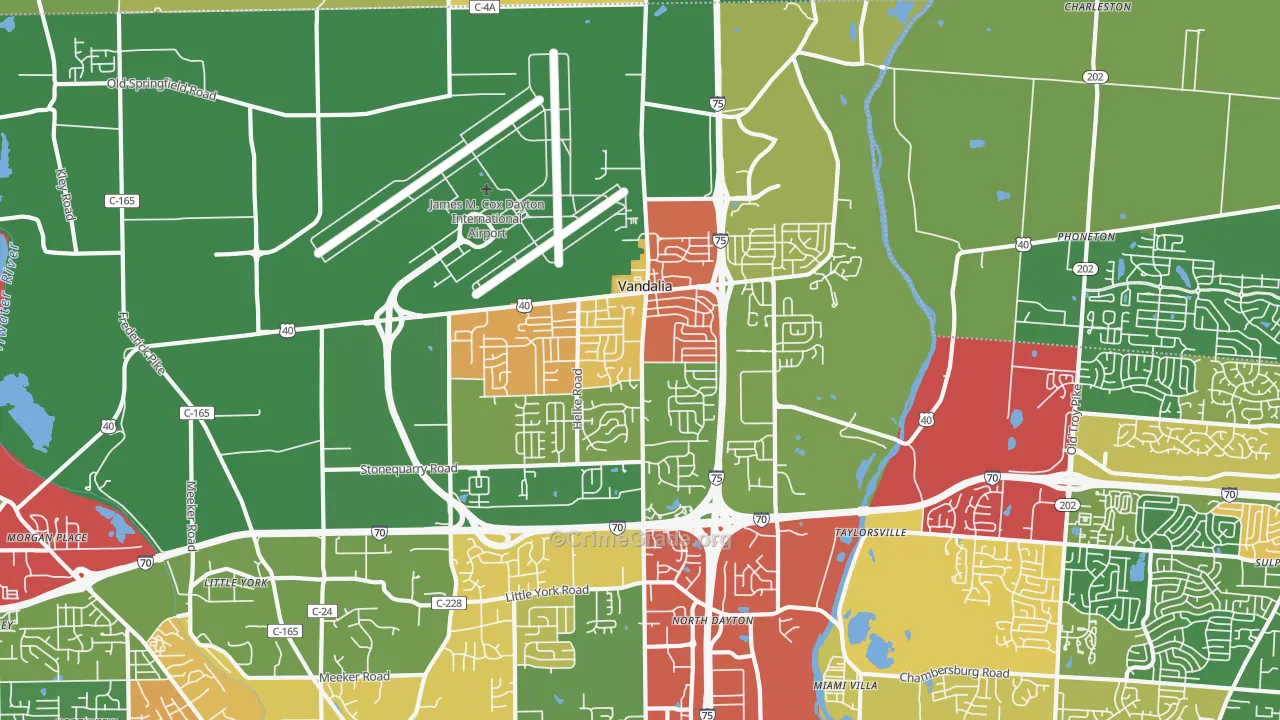 Vandalia, OH Map of Theft Rates