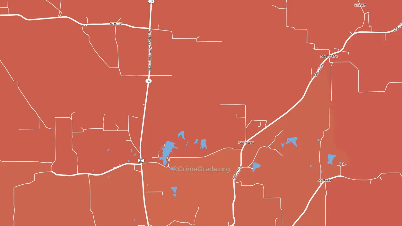 Vandalia, TX Map of Theft Rates