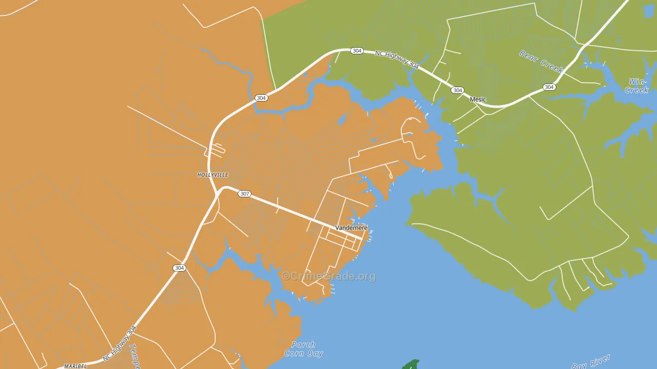 Vandemere, NC Map of Theft Rates