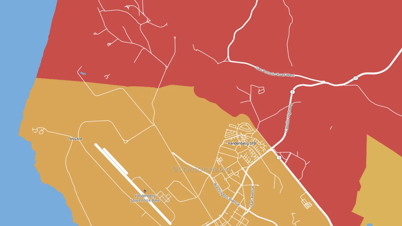 Vandenberg Air Force Base, CA Map of Theft Rates