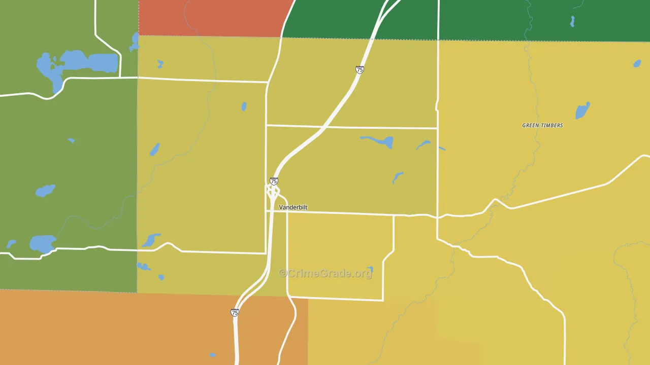 Vanderbilt, MI Map of Theft Rates