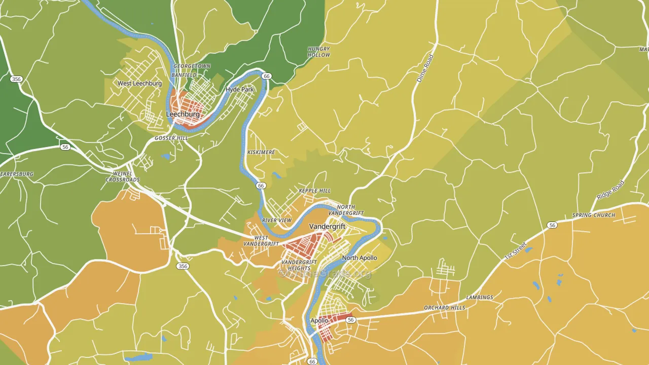 Vandergrift, PA Map of Theft Rates