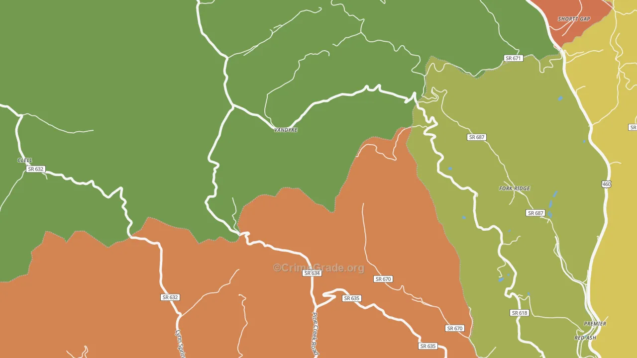 Vandyke, VA Map of Theft Rates