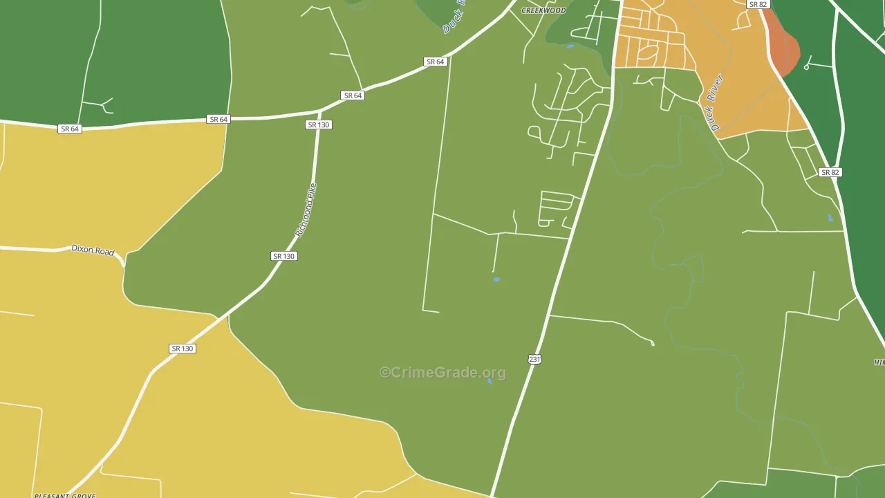 Vannatta, TN Map of Theft Rates