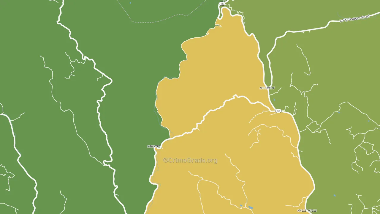 Vannoy, NC Map of Theft Rates