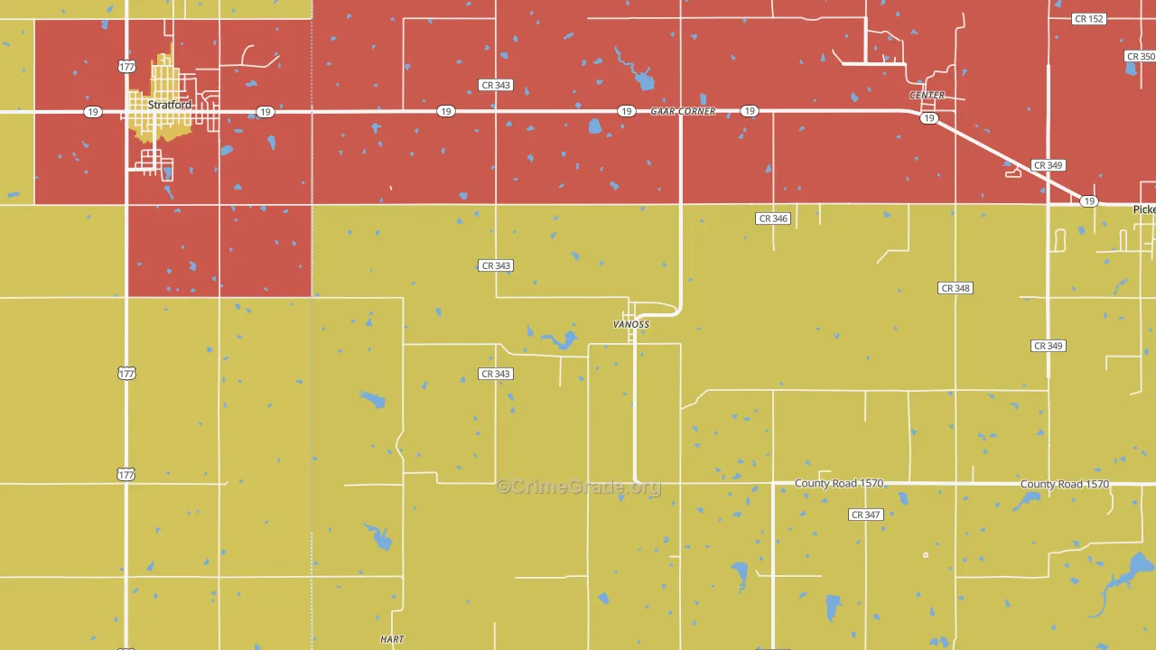 Vanoss, OK Map of Theft Rates