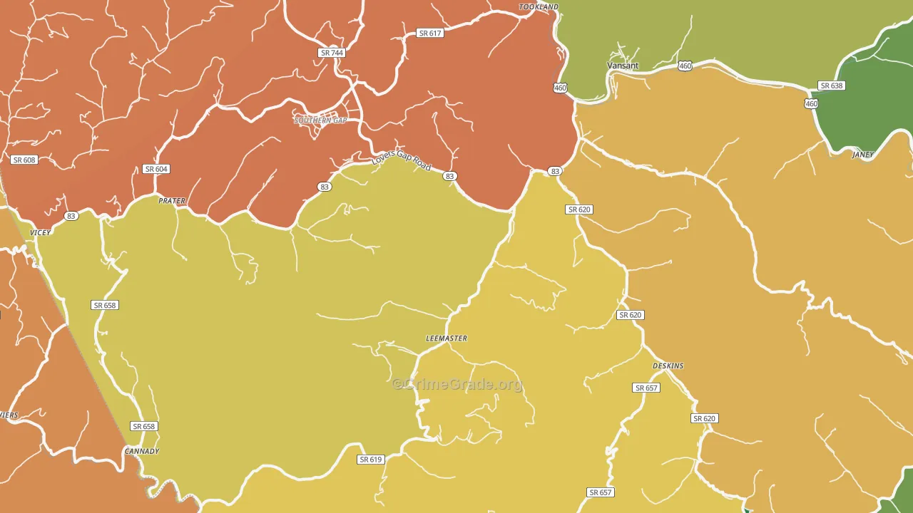 Vansant, VA Map of Theft Rates