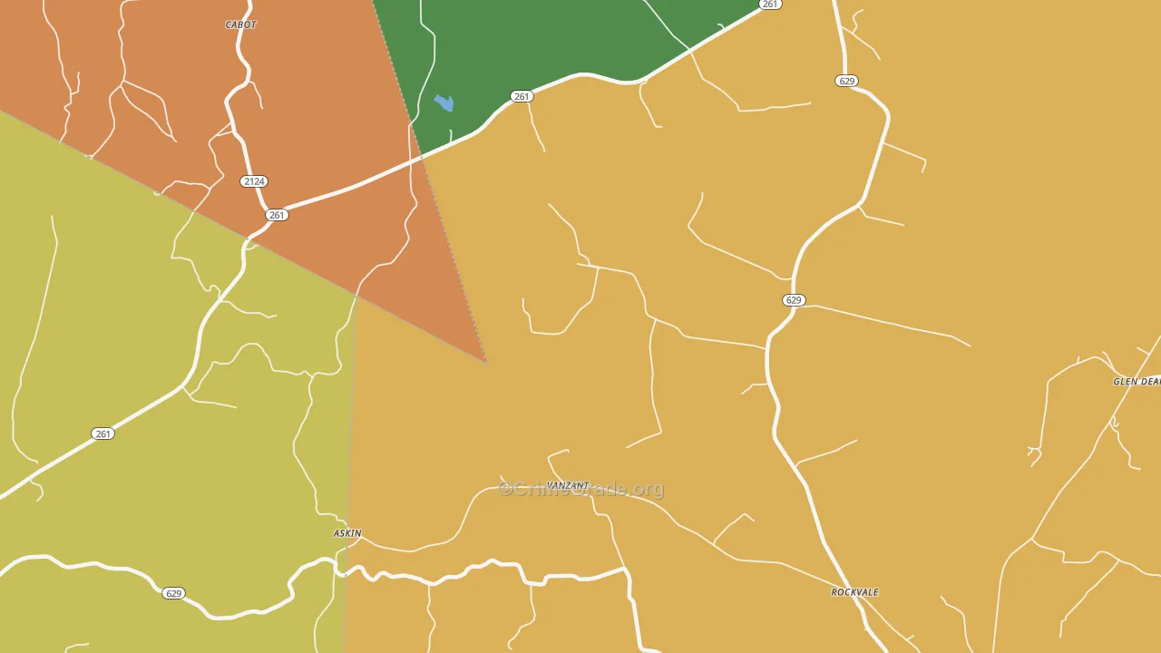 Vanzant, KY Map of Theft Rates