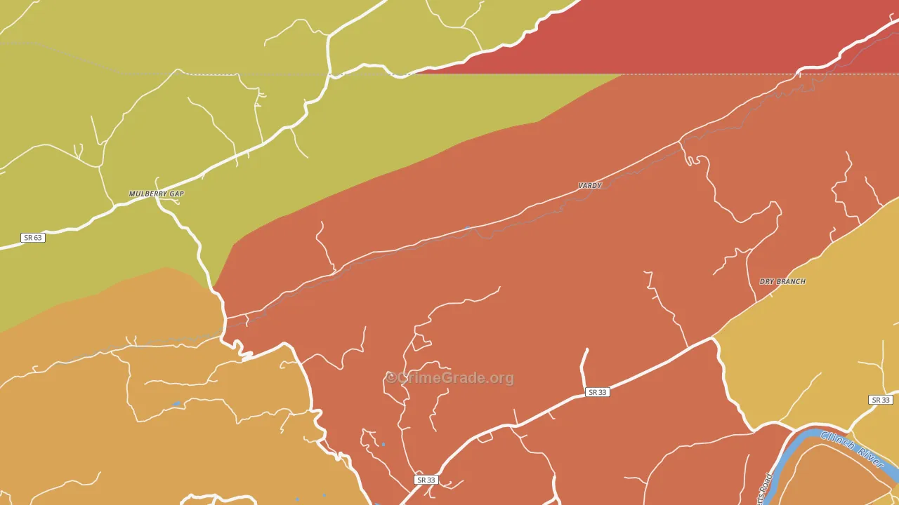 Vardy, TN Map of Theft Rates