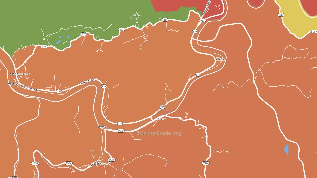 Varilla, KY Map of Theft Rates