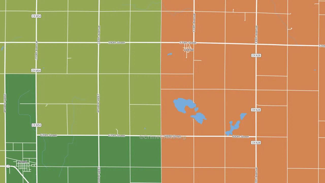 Varina, IA Map of Theft Rates