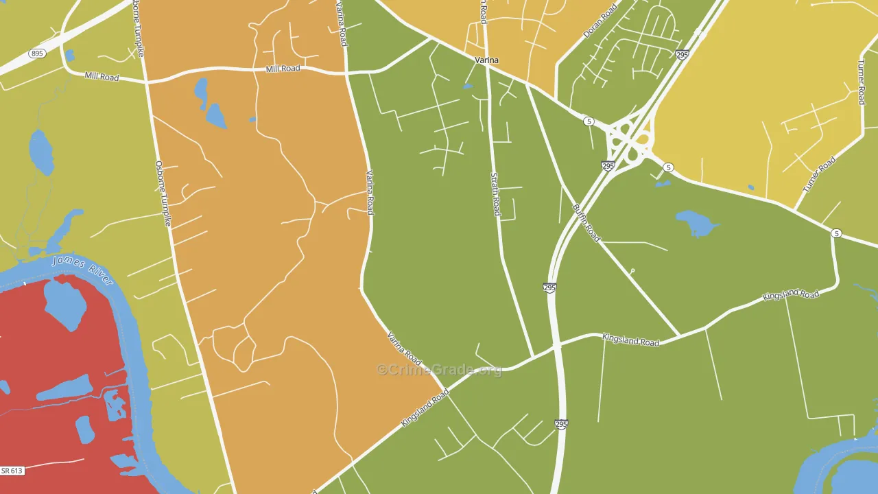 Varina, VA Map of Theft Rates