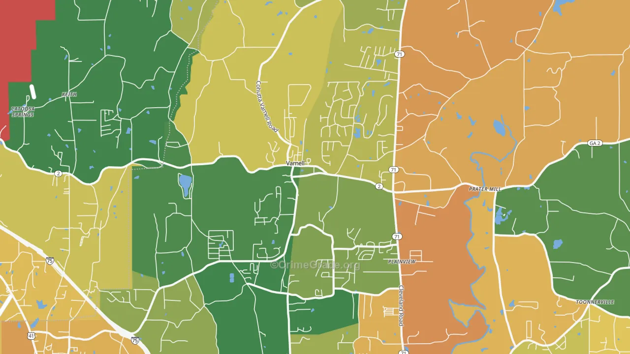 Varnell, GA Map of Theft Rates