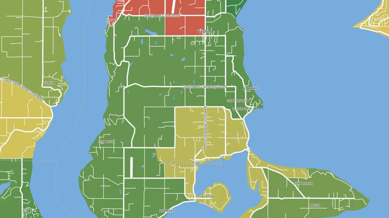 Vashon, WA Map of Theft Rates