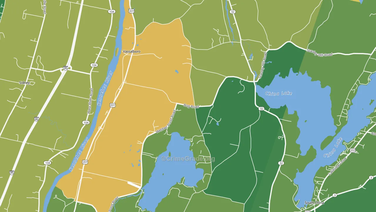 Vassalboro, ME Map of Theft Rates