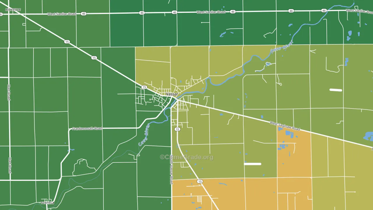 Vassar, MI Map of Theft Rates