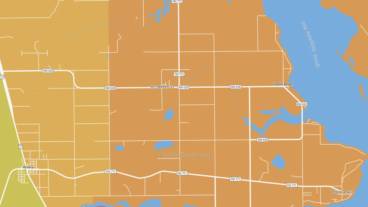 Vattmannville, TX Map of Theft Rates