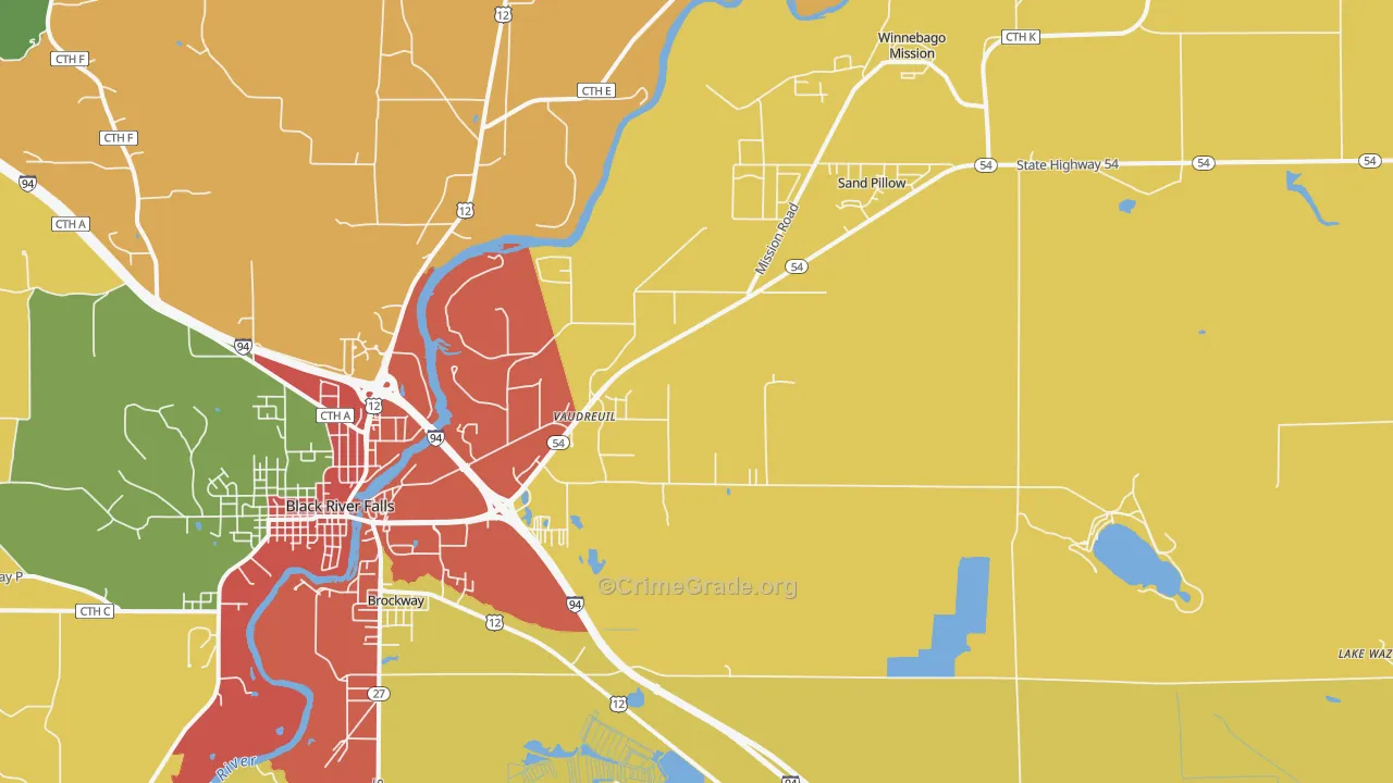 Vaudreuil, WI Map of Theft Rates