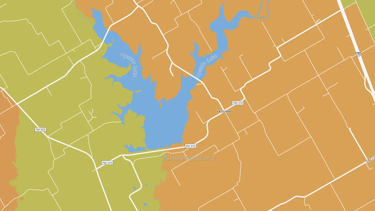 Vaughan, TX Map of Theft Rates