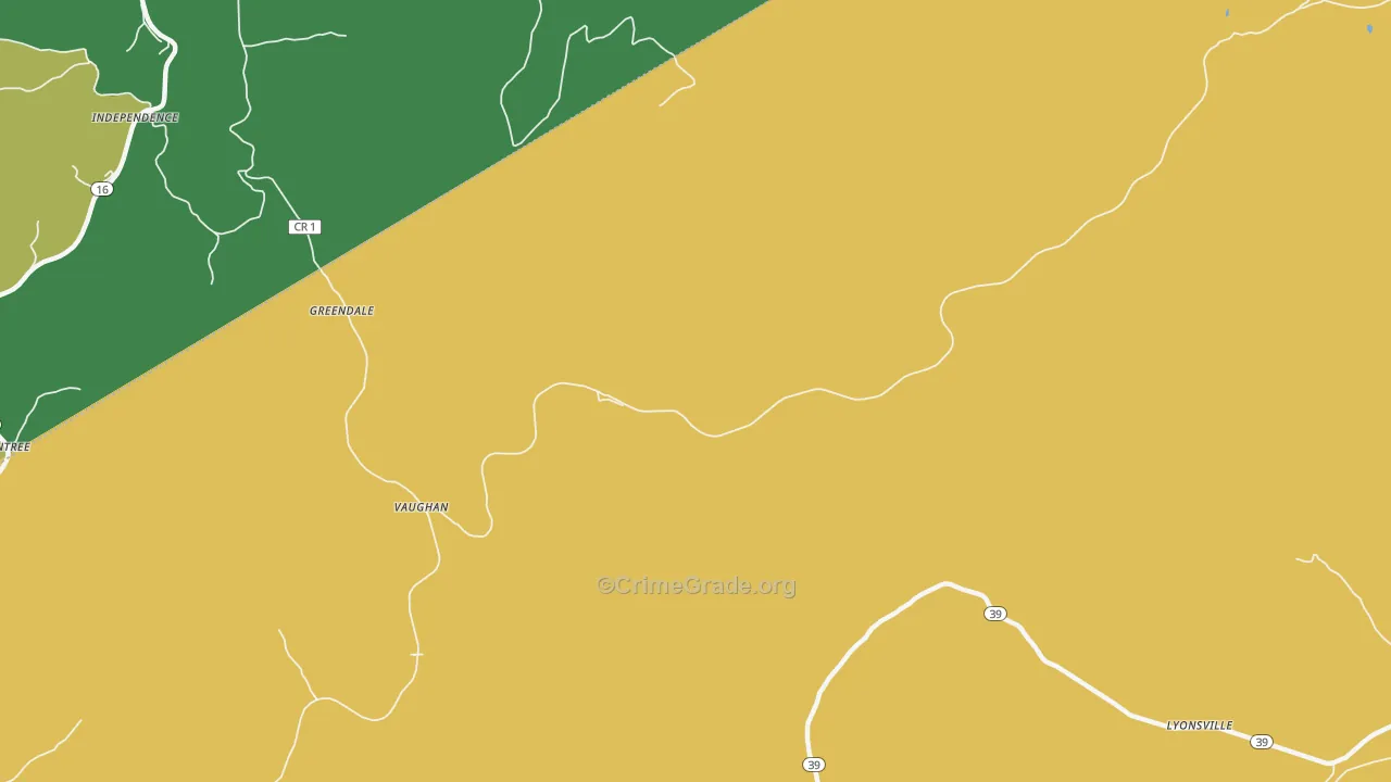 Vaughan, WV Map of Theft Rates
