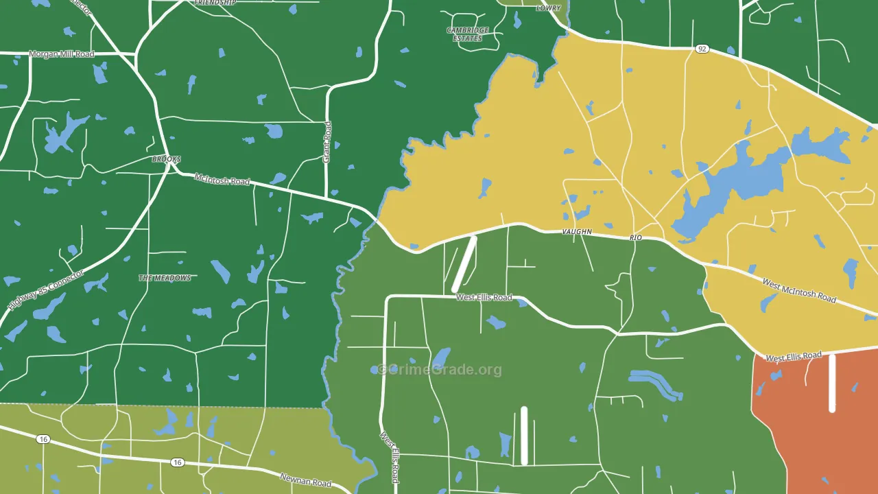 Vaughn, GA Map of Theft Rates