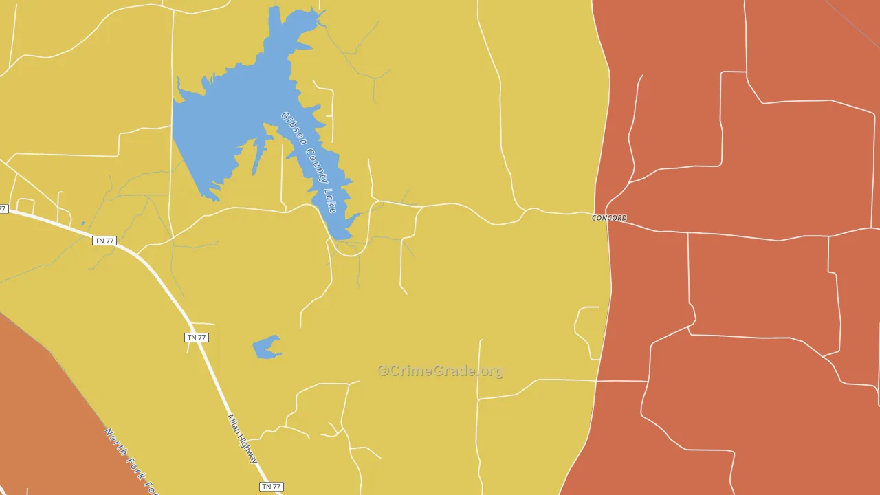 Vaughns Grove, TN Map of Theft Rates