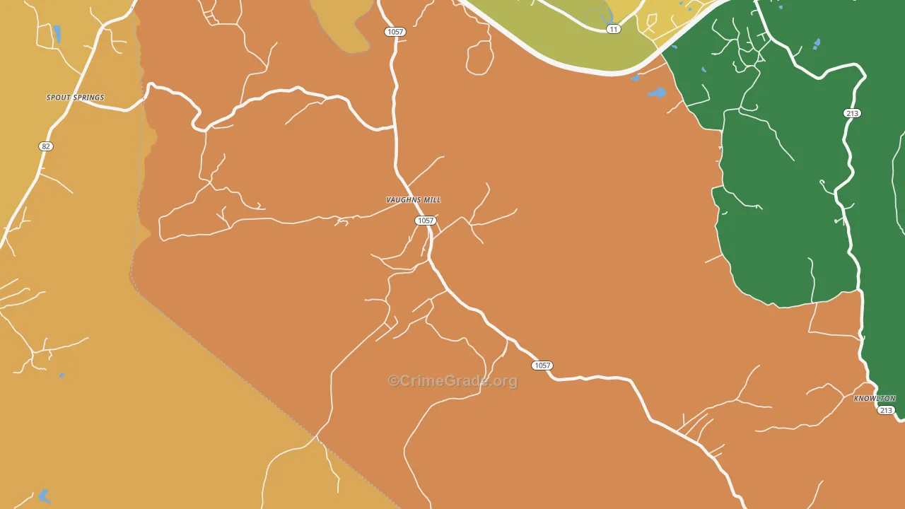 Vaughns Mill, KY Map of Theft Rates
