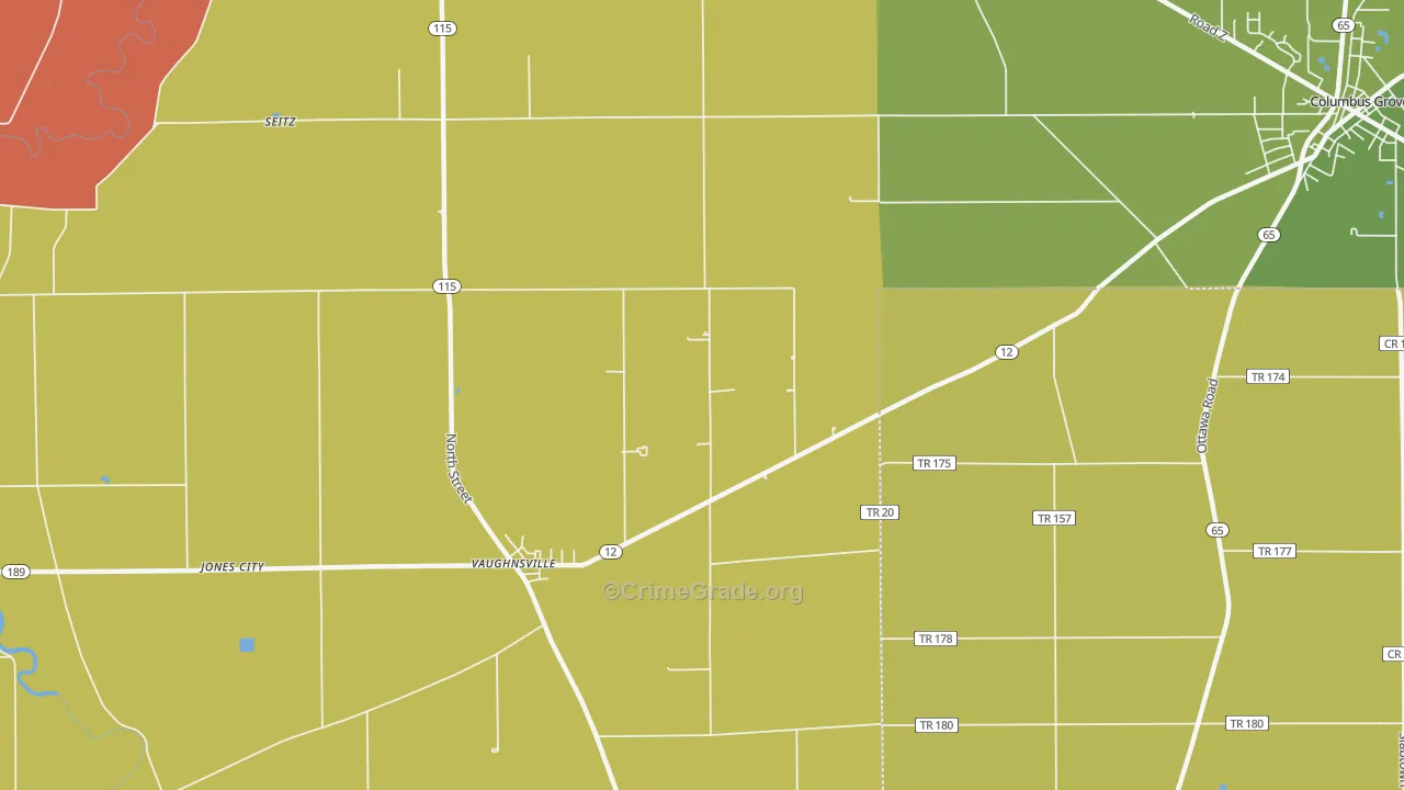 Vaughnsville, OH Map of Theft Rates