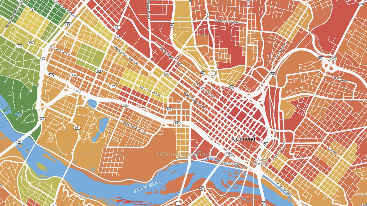 VCU, Richmond, VA Map of Theft Rates