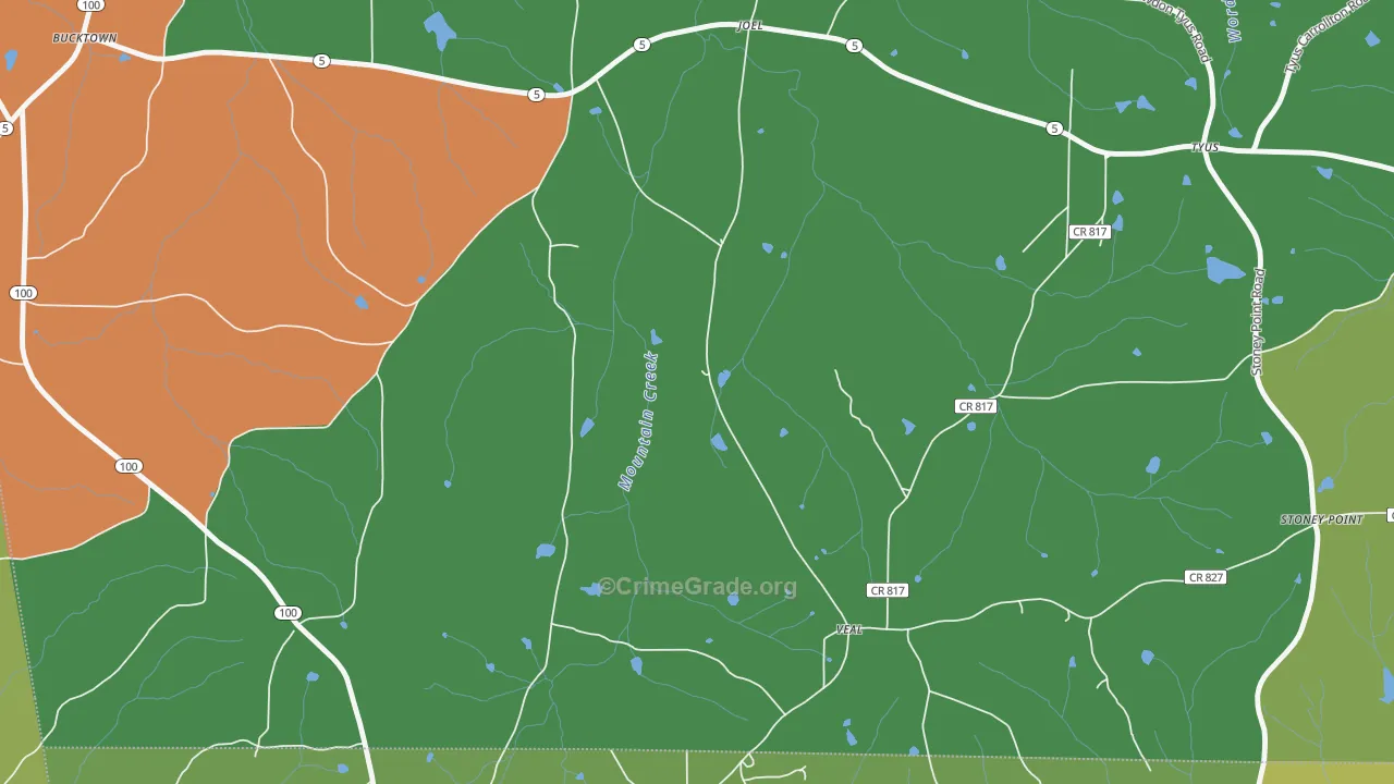 Veal, GA Map of Theft Rates