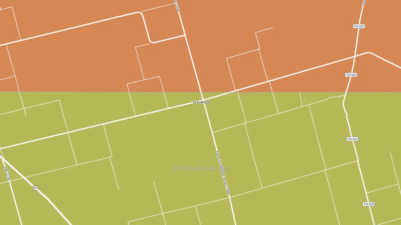 Vealmoor, TX Map of Theft Rates
