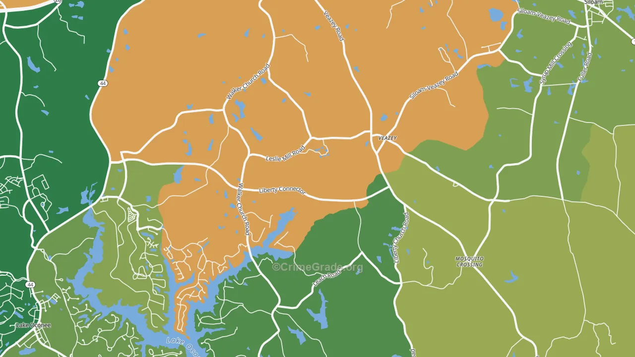 Veazey, GA Map of Theft Rates