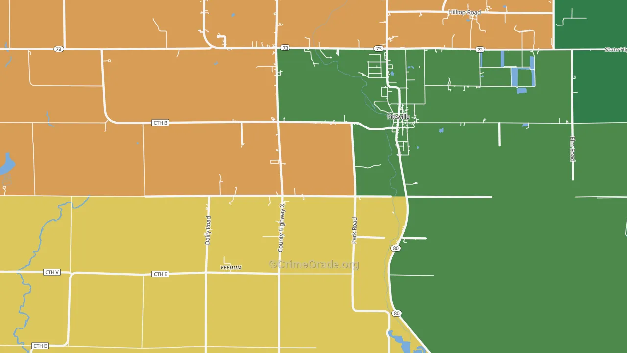 Veedum, WI Map of Theft Rates