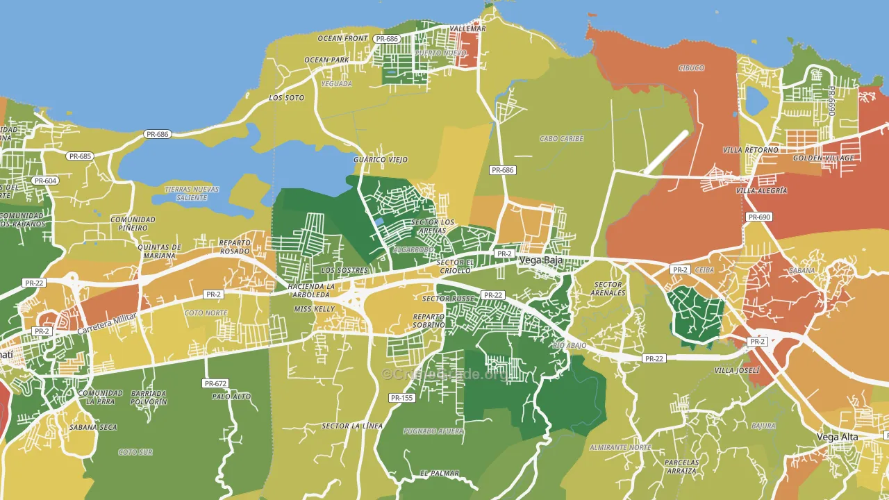 Vega Baja, PR Map of Theft Rates
