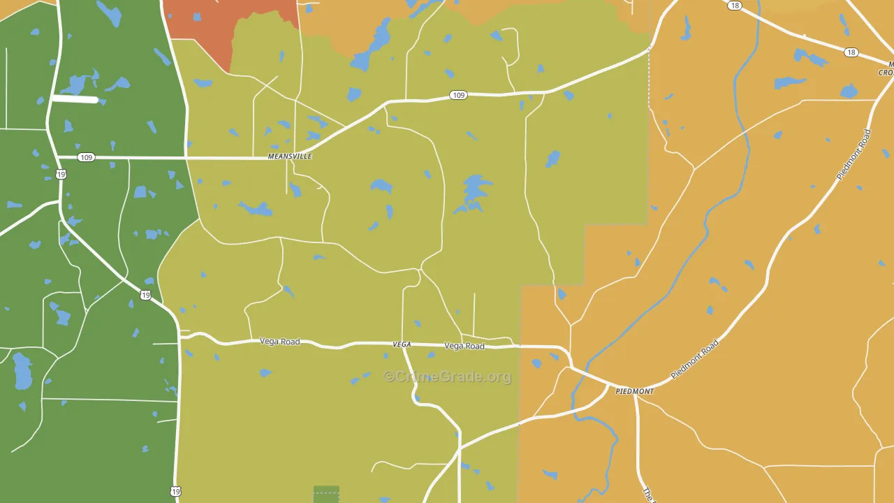 Vega, GA Map of Theft Rates