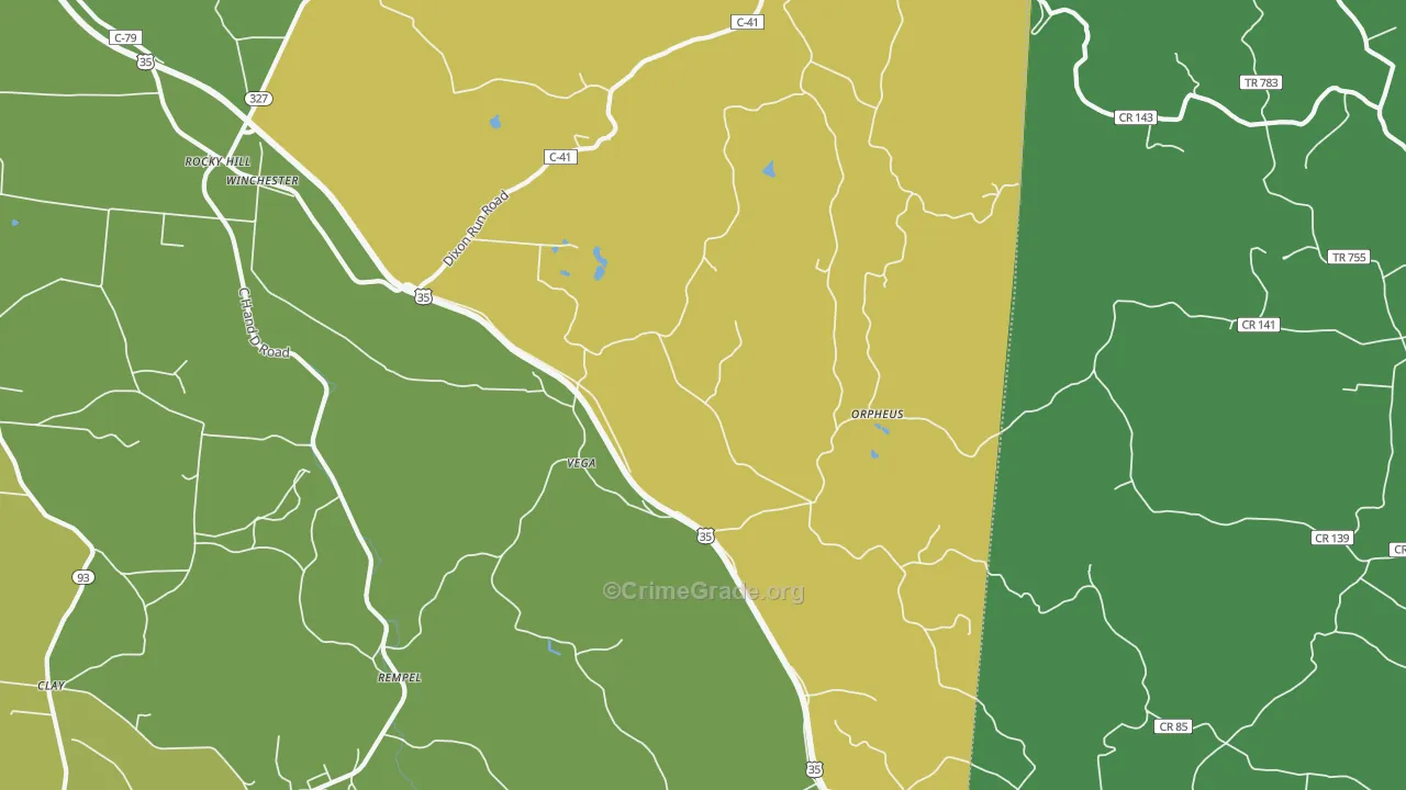 Vega, OH Map of Theft Rates