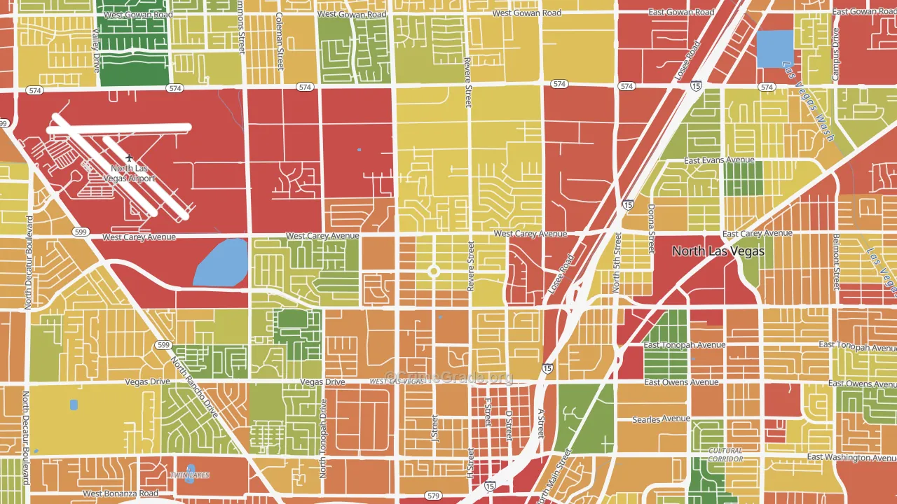 Vegas Heights, North Las Vegas, NV Map of Theft Rates