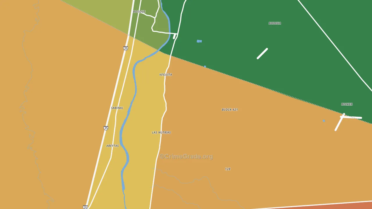 Veguita, NM Map of Theft Rates