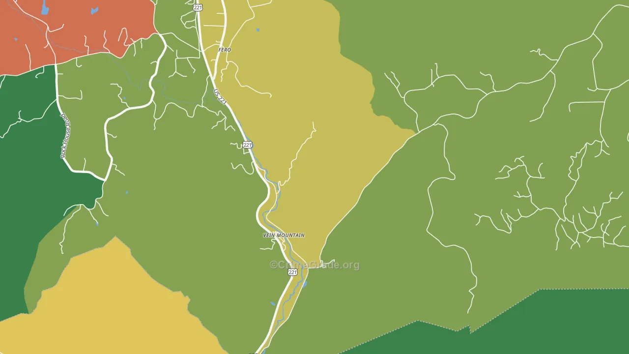 Vein Mountain, NC Map of Theft Rates