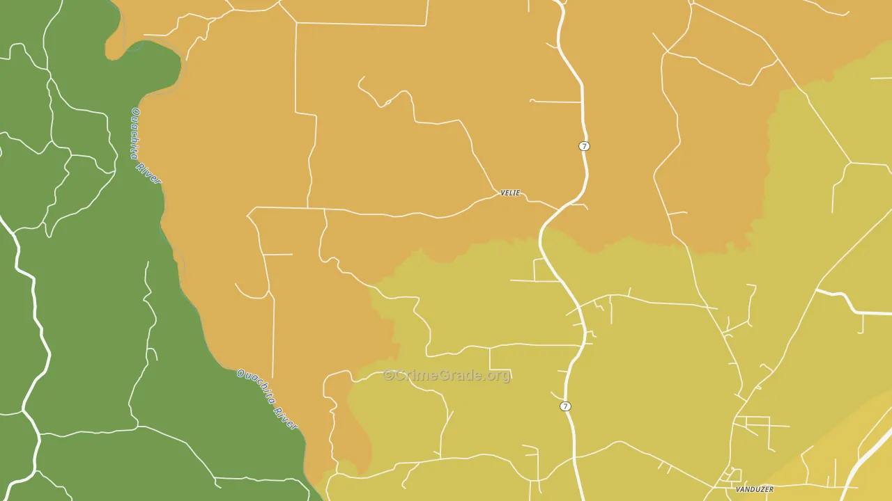 Velie, AR Map of Theft Rates