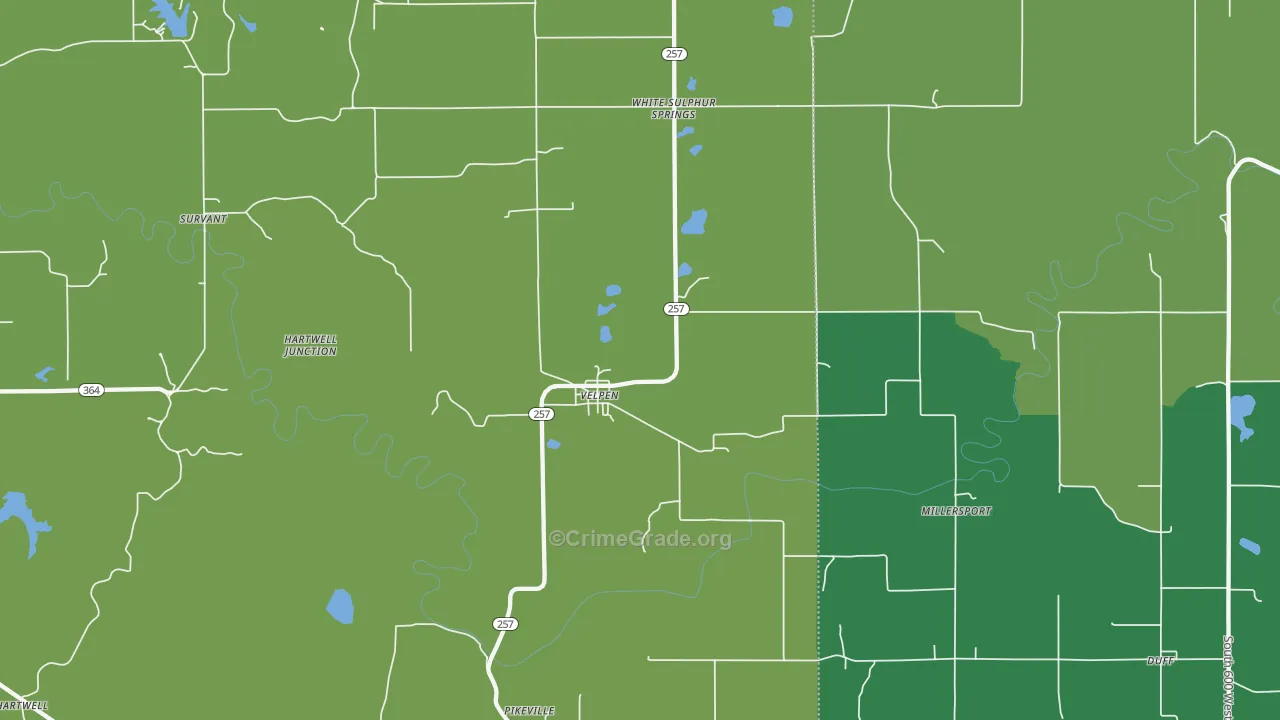 Velpen, IN Map of Theft Rates