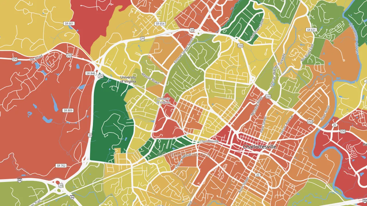 Venable, Charlottesville, VA Map of Theft Rates