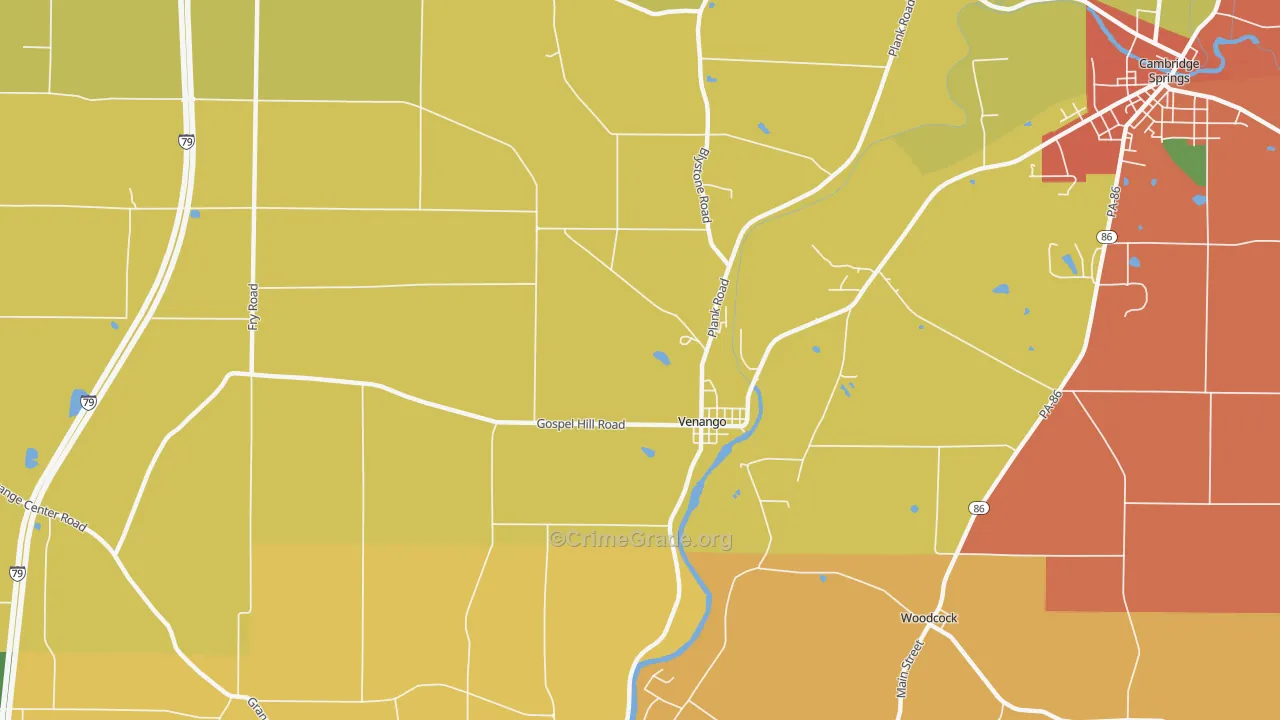 Venango, PA Map of Theft Rates