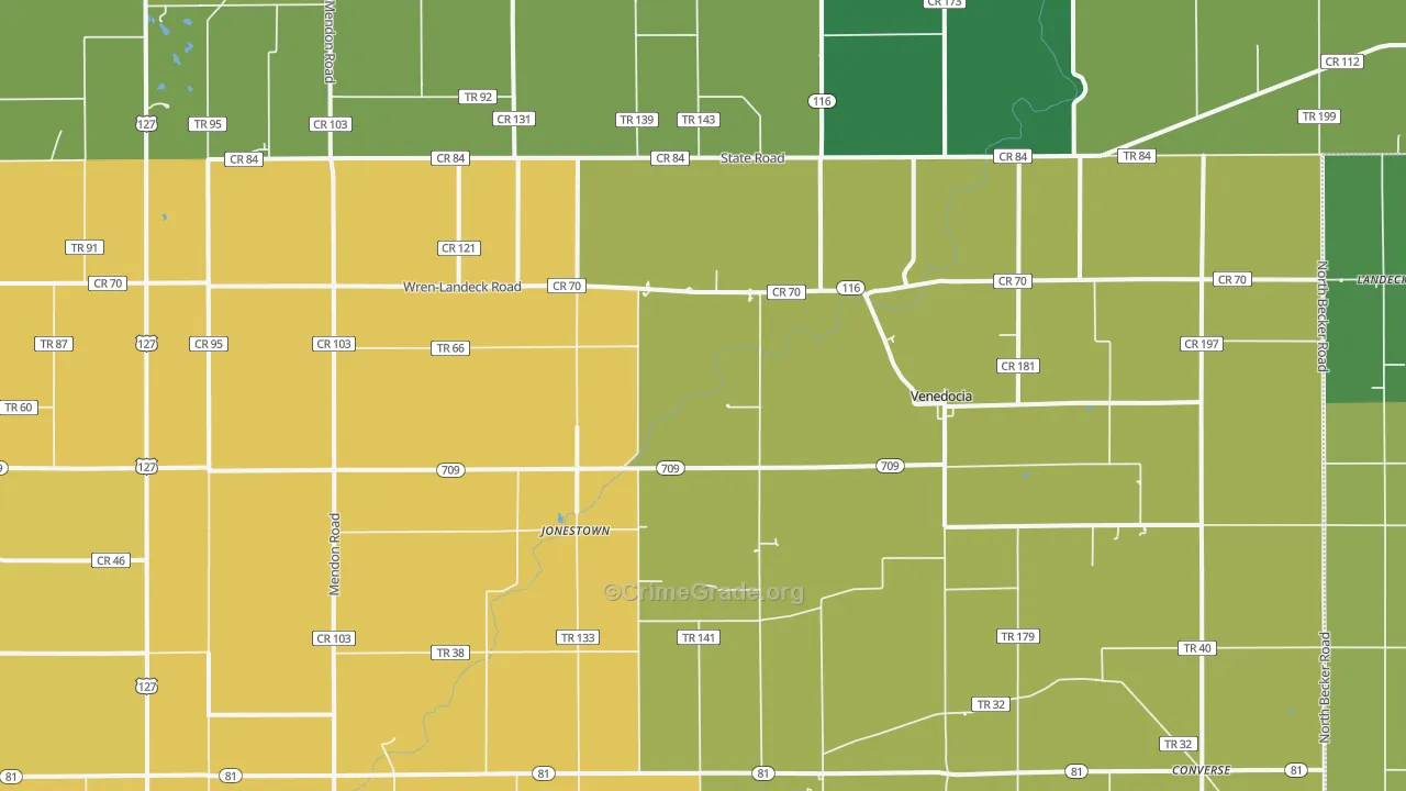 Venedocia, OH Map of Theft Rates