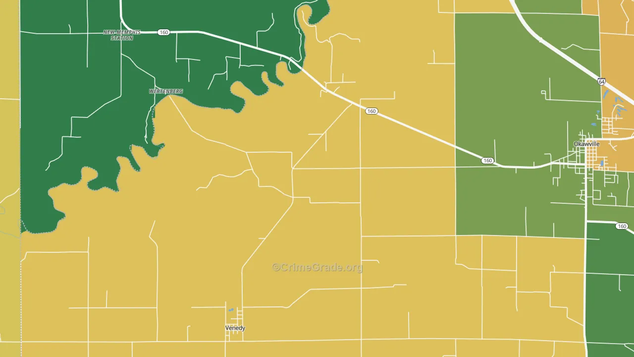 Venedy, IL Map of Theft Rates