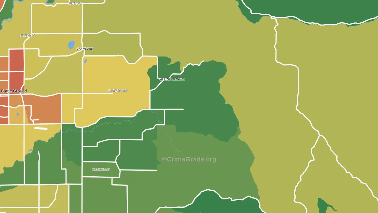 Venersborg, WA Map of Theft Rates