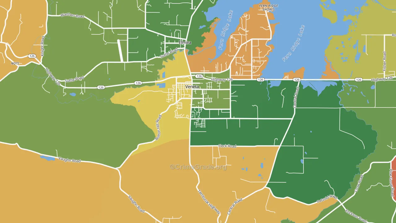 Veneta, OR Map of Theft Rates