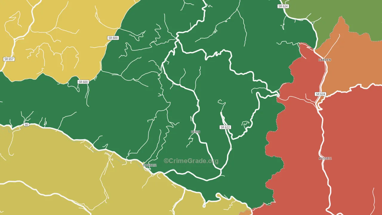 Venia, VA Map of Theft Rates