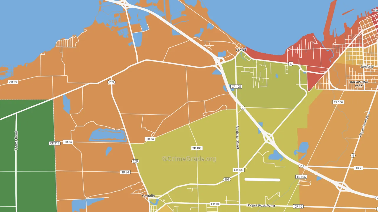 Venice, OH Map of Theft Rates
