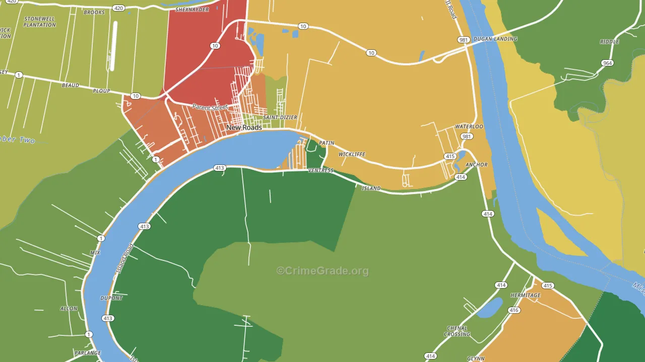 Ventress, LA Map of Theft Rates